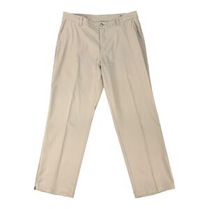 Adidas Golf Pants Mens 36 Stone Beige Flat Front Moisture Wick Climalite Chino